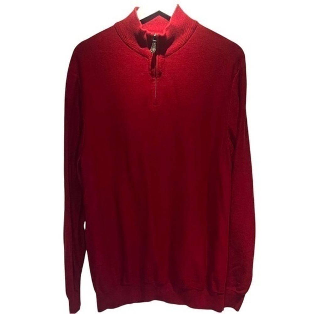 Lachlan Men’s 100% Cotton Quarter Zip Sweater Size XL Red